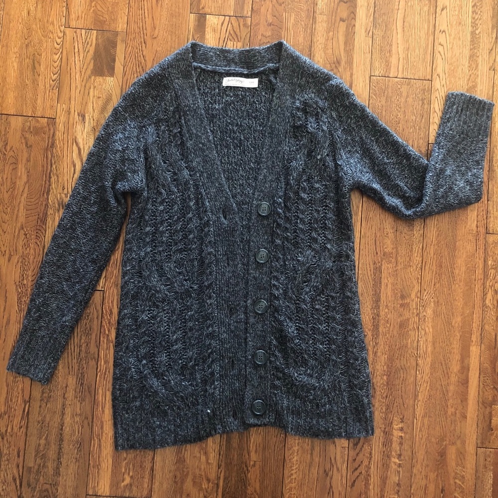 Faded Glory Grey Cable Knit Cardigan